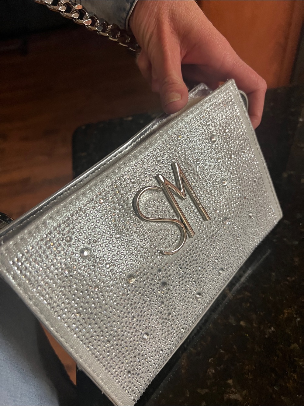 Steve Madden Silver Crystal Crossbody Bag